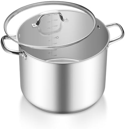TeamFar Stainless Steel Stock Pot, 16QT Tri-ply Bottom Large Stockpot