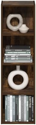 Furinno PASIR Book Shelf, 4-Tier Modern Bookshelf, Open Shelves Bookcase 9 x 12 x 42, Easy Assembly, for Living Room, Bedroom, Home Office, Amber Pine