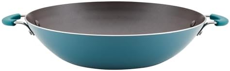 Rachael Ray Cook + Create Nonstick Wok, 14 Inch Stir-Fry Pan - Agave Blue