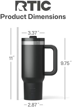 RTIC 30oz Road Trip Tumbler, Insulated, Ceramic Lined, Black