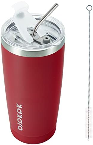 BJPKPK 20oz Coffee Tumbler with Lid & Straw, Insulated Stainless Steel Mug