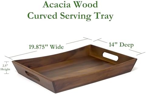 Lipper International 1165 Acacia Curved Serving Tray, 19.88" x 14" x 2.5"