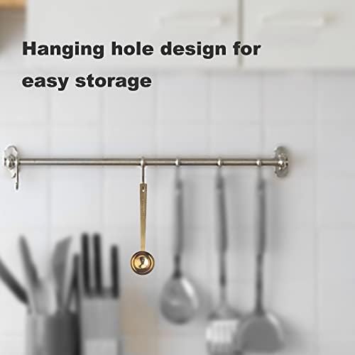 Coffee Scoop Set, Gold Stainless Steel Measuring Spoons, 15ml & 30ml Scoops (1 Tbsp & 2 Tbsp), Long Handle Measure Spoon for Coffee, Milk Powder, Fruit Powder, 2 Pack