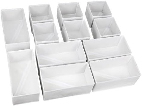Fordonral Drawer Organizer Clothes, Foldable Fabric Dresser Organizer Closet Organizers and Storage Box for Underwear,Folded Clothes,Baby Clothing,Socks,Bra,Towels,Ties(6M+6S,White)