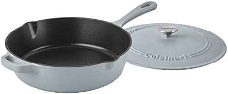 Cuisinart Chef's Classic Enameled Cast Iron Dutch Oven with Lid, Porcelain Enameled Interior, Oven Safe, Induction Compatible, 12-Inch, Chicken Fryer, Matte Grey