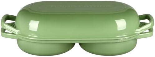 EDGING CASTING Enameled Cast Iron Double Bread Dutch Oven, Pistachio Green