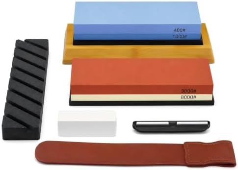 Knife Sharpening Stone Set, 400/1000 3000/8000 Grit Whetstone Kit for Knife