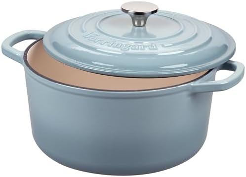 VORRINGARD Enameled Cast Iron Dutch Oven Pot with Lid, for Sourdough Bread Baking, Round Dutch Ovens, 4.5 Quart, Sea Salt