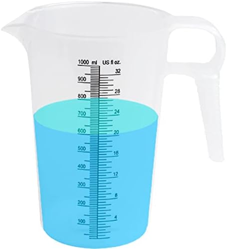 ACCUPOUR 32oz (1 quart) Measuring Pitcher, Plastic, Multipurpose - Great for Chemicals, Oil, Pool and Lawn - Ounce (oz) and Milliliter (mL) Increments (1000 mL)