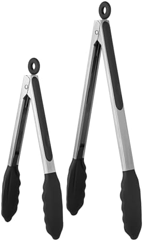 U-Taste Kitchen Tong for Cooking, 600ºF Heat-Resistant Silicone, 2Pcs/Black