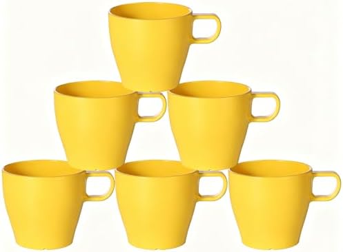 6-Pack 10oz Unbreakable Coffee Mugs, Microwave Safe Premium Drinkware (Up to 320℉), Lightweight Shatterproof Cups for Keurig, Kids, RV & Camping, BPA-Free (Yellow)