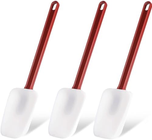 Silicone Rubber Spatula and Spoon Rubber Spatula Set of 3, High Heat Spoon, Commercial for Cooking (3 Spoonula(9.5 Inches))
