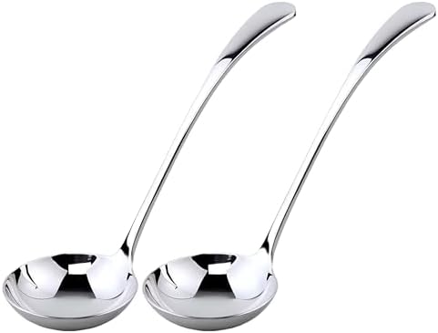 Small ladle,Gravy Ladle,Soup Sauce 18/10 Stainless Steel 7.9‘’ Ladle (2 Pack,Silver).