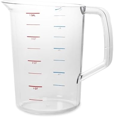 Rubbermaid Commercial Products Bouncer Clear Measuring Cup, 16-Cup/4-Quart, Clear, Strong Food Grade, Easy Read for Liquid/Dry Ingredients, for Home/Professional Kitchen