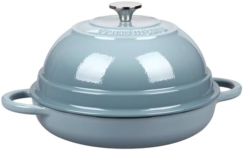 VORRINGARD Cast Iron Enameled Dutch Oven Pot with Lid for Bread Baking, Bread Oven, 6 Quart, Sea Salt