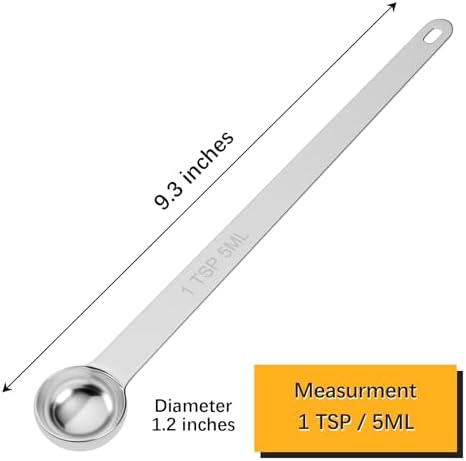 2PCS 1TSP(5ml) Extra Long Handle Measuring Spoon, 18/8 Stainless Steel