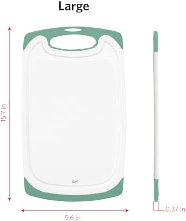 Glad Cutting Boards for Kitchen - 3pc Cutting Board Set with Juice Grooves and Non Slip Handles - Assorted Sizes for Meat, Vegetables, and Fruit - Non Porous, Dishwasher Safe, Teal Green