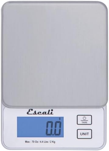 Escali Vera PR2000S Compact High Precision Kitchen/Baking/Herb Scale, Measures Liquid and Dry Ingredients, LCD Digital Display, 4.4lb Capacy, Silver