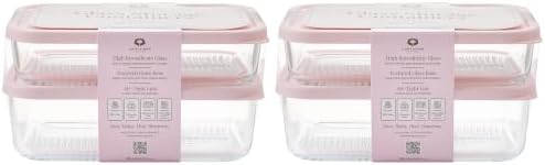 Glass Food Storage Containers with Lids — 8 Piece — 57.5 oz & 40.57 oz Glass with BPA-Free Leak Resistant Stackable Lids — Microwave, Oven & Dishwasher Safe — Ideal for Meal Prep & More Berry Blush