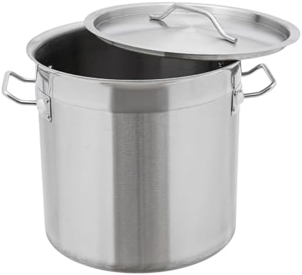 17L/17.9Qt Commercial Large Stock Pot with Lid,Nickel Free Stainless Steel Cookware Healthy Polished Stockpots, Induction Soup Pot for Cooking Home Use