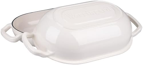 VORRINGARD Enameled Cast Iron Sourdough Bread Oven, Dutch Oven, Loaf Cast Iron Bread Pan for Homemade Bread Baking, Meatloaf Pan with Lid, 5QT, White