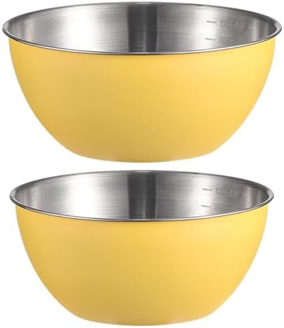 Stainless Steel Salad Bowls Set of 2 Mixing Bowl with Measurement Markings Snacks Bowls, 1.70 Quart Serving Bowls for Mixing, Cooking, Baking, Prepping and Home Kitchen Food Storage Bowls