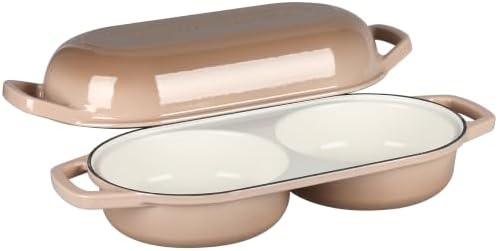 EDGING CASTING Enameled Cast Iron Double Bread Dutch Oven, Mocha