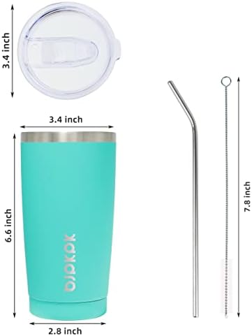 BJPKPK 20 oz Coffee Tumbler with Lid, Straw, Insulated Stainless Steel Mug