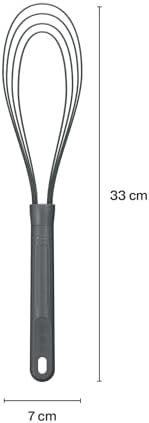 Zyliss Flat Whisk, Sustainable Wheatstraw/Nylon, Cooking Whisk forr Cooking and Serving with Heat Resistant Silicone Head, Beluga Grey, 11.9" x 2.8", Dishwasher Safe, 5 Year Guarantee