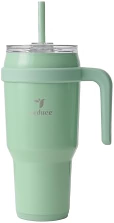 REDUCE 40 oz Stainless Steel Tumbler with Handle - Dual-Wall Vacuum Insulated Travel Mug, Sweat-Proof Lid & Reusable Straw - Keeps Drinks Cold for 24 Hrs, Fits Cupholders, Dishwasher Safe - Matcha