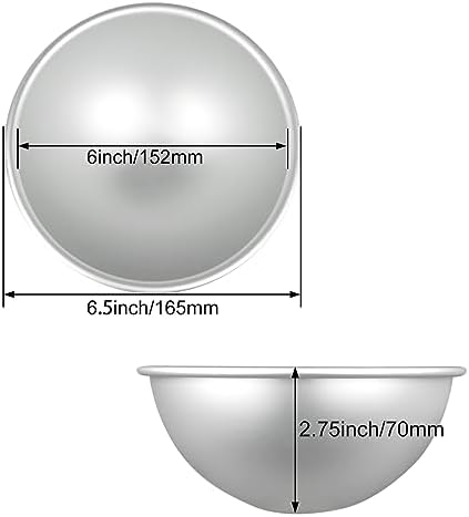 2 Pcs Cake Sphere Pan 6.5 Inche 3D Half Sports Ball Cake Pan Anodized Aluminum Hemisphere for Birthday Create Any Ball Shaped Cake DIY