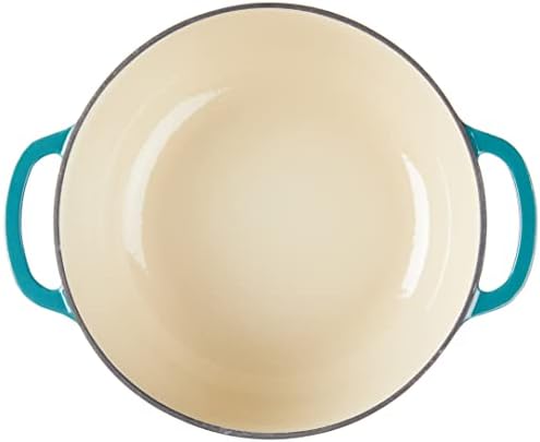 Lodge 7.5 Quart Enameled Cast Iron Dutch Oven with Lid – Dual Handles – Oven Safe up to 500° F or on Stovetop - Use to Marinate, Cook, Bake, Refrigerate and Serve – Lagoon