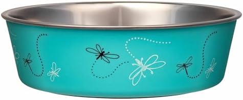 Loving Pets Bella Dog Bowls- Stainless Steel Dog & Cat Bowls - Spill Proof Dog Food Bowl, Cat Bowl, Puppy Essentials & Pet Supplies Great for Home & Travel (Small 10-20 lbs, Dragonfly)