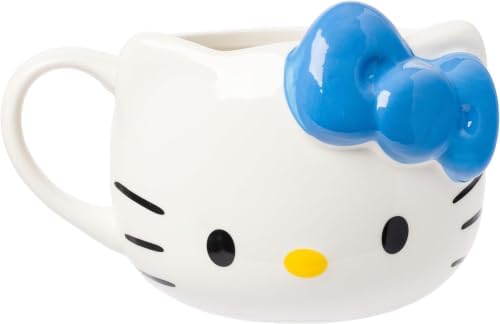 Silver Buffalo Sanrio Hello Kitty Blue Bow, 3D Sculpted Mug, 20oz
