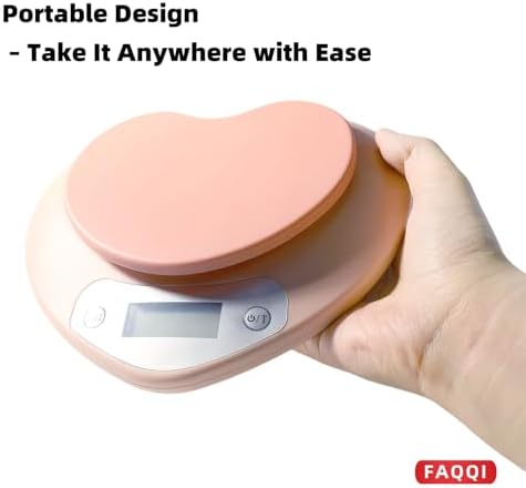 Cute Kitchen Scale, Digital Food Scale with LCD Display, Pink