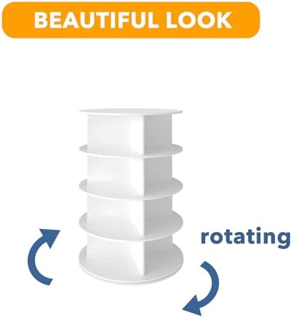 SpaceAid 4 Tier Rotating Shoe Rack Tower, Spinning Shoe Display Lazy Susan, Revolving 360 Shoe Rack Storage Round Carousel, Vertical Handbag Rotate Shoes Closet Organization (4-Tier White)