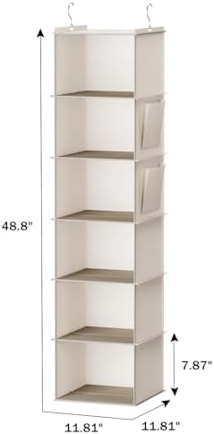 YOUDENOVA Hanging Closet Organizer and Storage, 6-Shelf, Beige