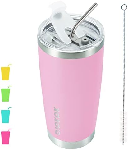BJPKPK 20 oz Coffee Tumbler with Lid, Straw, Insulated Stainless Steel Mug