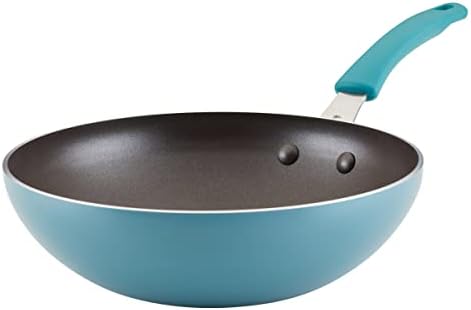 Rachael Ray Cook + Create Nonstick Stir Fry Pan/Wok, 10.5 Inch, Agave Blue