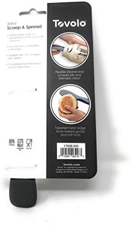 Tovolo Mini Scoop and Spread Tool for Kitchen Meal Prep Small Sandwich Spreader Spatula for Peanut Butter Jelly, Silicone BPA Free Dishwasher Safe Scooper Spreader, Charcoal and Oyster Gray
