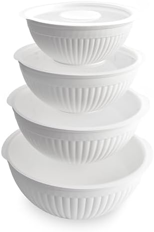Nordic Ware Prep and Serve Mixing Bowls Set, 8-Piece, Glacier White
