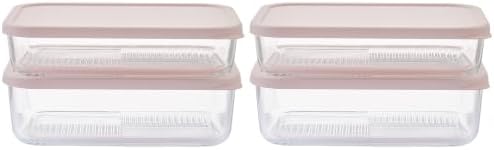 Glass Food Storage Containers with Lids — 8 Piece — 57.5 oz & 40.57 oz Glass with BPA-Free Leak Resistant Stackable Lids — Microwave, Oven & Dishwasher Safe — Ideal for Meal Prep & More Berry Blush