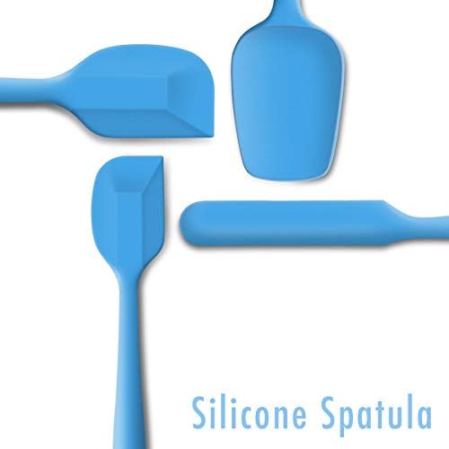 4-Piece Silicone Spatula Set with Stainless Steel Core, Blue