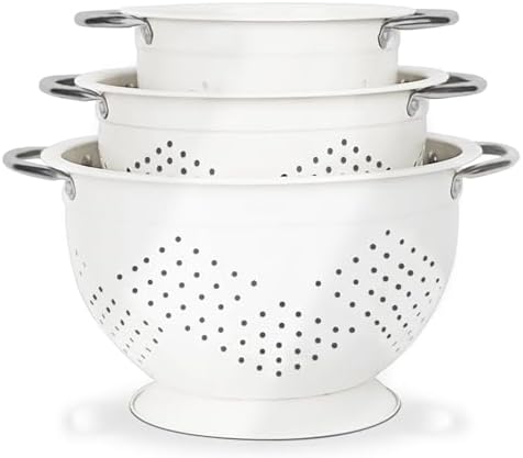 Colander Set for Kitchen, 1.5, 3, 5 Qt Food Strainers and Colanders