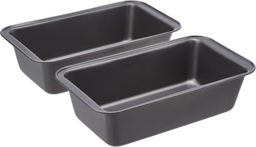 Amazon Basics Rectangular Nonstick Bread Loaf Pan for Baking Meatloaf with Even Heat Distribution,9.5 x 5 Inch,Gray,Set of 2,(Pack of 6)