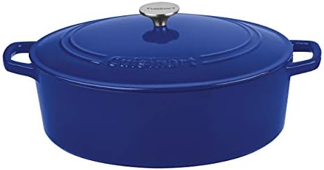Cuisinart Chef's Classic Enameled Cast Iron Dutch Oven with Lid, Porcelain Enameled Interior, Oven Safe, Induction Compatible, 7-Quart, Oval, Cobalt