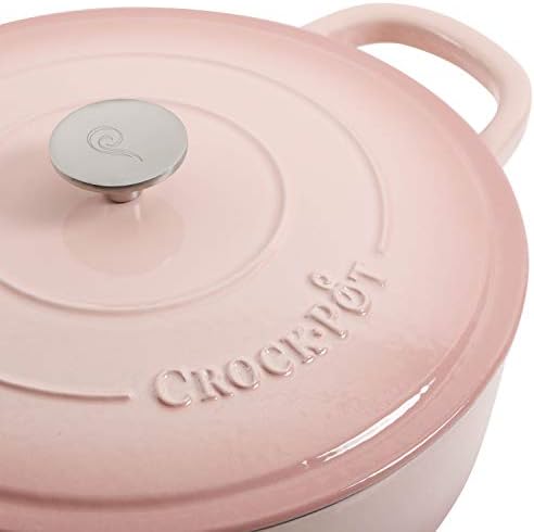 Crock-Pot Artisan 5-Quart Blush Enameled Cast Iron Braiser with Lid – Durable Slow Cooker and Oven Safe Cookware