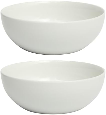 Gibson Home Extra Large Serving Bowls Set of 2-100 oz 10-Inch White Porcelain Salad Bowl Set, Stackable Ceramic Kitchen Bowls, Dishwasher & Microwave Safe