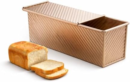 13 x 5 Inch Pullman Loaf Pan with Lid, 2.2lb Aluminized Steel Nonstick Bread Pan for Sandwich Bread, Long Bread Loaf Pan with Dough Scraper Cutter