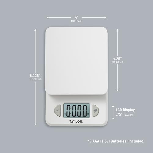 Taylor Compact Digital Scale (White), 11 pound capacity